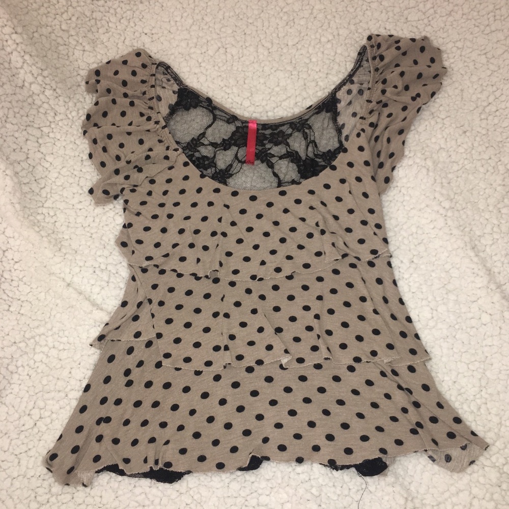 Tan & Black Ruffled Shirt